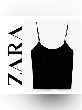 Zara cropped camisole tank, size M, black, NWT